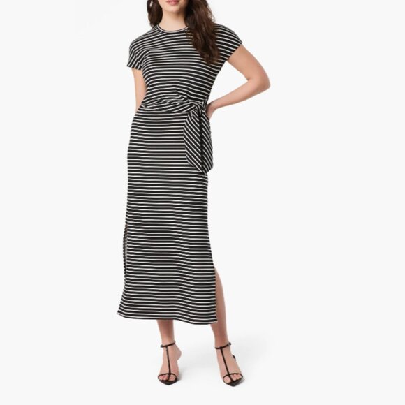 NWT SPANX AirEssentials Tie-Waist Maxi Dress in Very Black Stripe Size Small - Picture 5 of 14